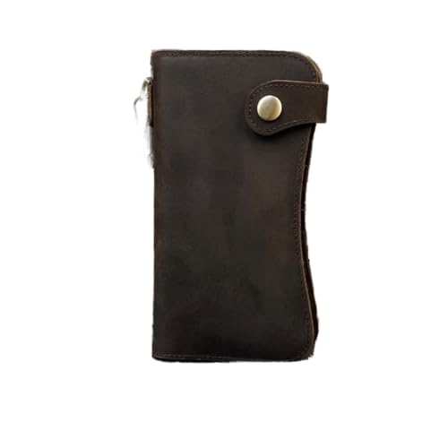 YIHANSS Herren-Geldbörse im Vintage-Stil mit Pferdeleder-Kette, echtes Leder, Lange Bifold-Geldbörse mit Schnappverschluss, Kartenhalter, Geldbörse, Reißverschluss (Farbe: B, Größe: Einheitsgröße) von YIHANSS