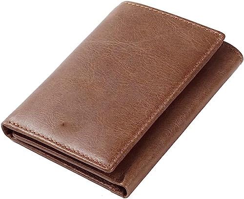 YIHANSS Karten-Geldbörsen Herren-Geldbörse Vintage Echtleder Trifold-Geldbörsen und Geldbörsen Kurzes Design Kreditkartenetui Münzgeldbörse (Farbe: B) von YIHANSS