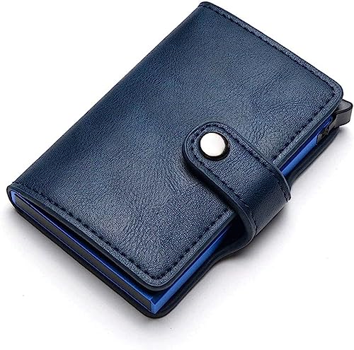 YIHANSS Kartenetuis Hasp PU-Leder-Geldbörse Lässiger Kartenhalter-Schutz Smart Wallet Aluminium-Kartenetui Schlanke Herren- und Damen-Geldbörse (Farbe: Blau) von YIHANSS