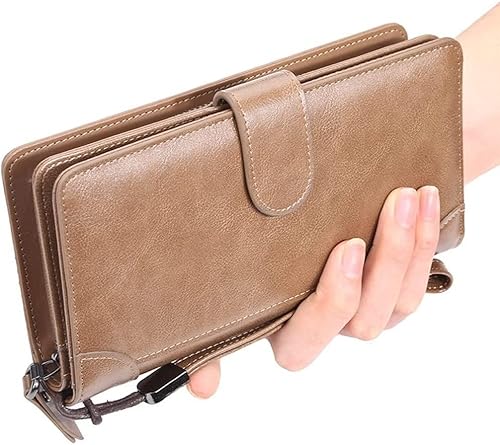 YIHANSS Lange Herren-Geldbörsen, Business-Münztasche, mehrere Kartenpositionen, mittellange Kupplung, Schnalle, Reißverschluss, Geldbörse (Farbe: A, Größe: Einheitsgröße) von YIHANSS