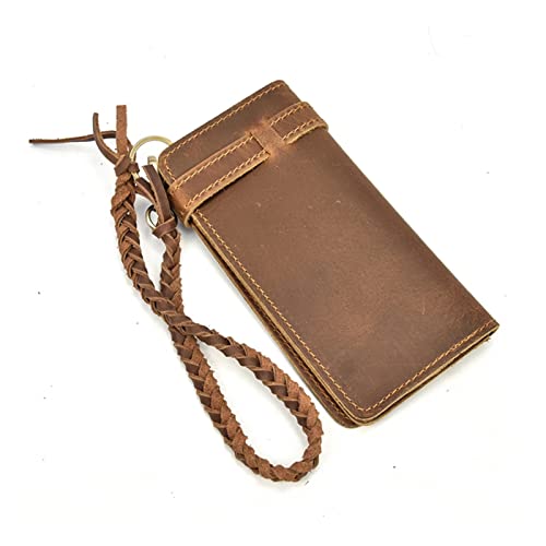 YIHANSS Vintage-Haspe, großes Fassungsvermögen, Pferd, echtes Leder, für Herren, Bifold-Geldbörse, Clutch-Geldbörse, Kette (Farbe: A, Größe: Einheitsgröße) von YIHANSS