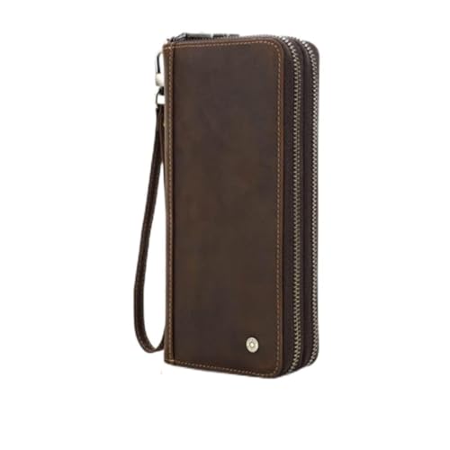 YIHANSS Vintage Herren Lange Geldbörse Doppelreißverschluss mit Handschlaufe Multifunktionale Kartentasche Handtasche von YIHANSS