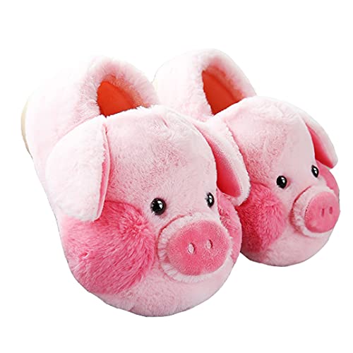 YILANLAN Winter süße Tier Schwein Plüsch Damen Hausschuhe Indoor warme rutschfeste All-Inclusive Frühlings- und Herbst-Plateaupantoffeln (39/40, Pink, numeric_39) von YILANLAN