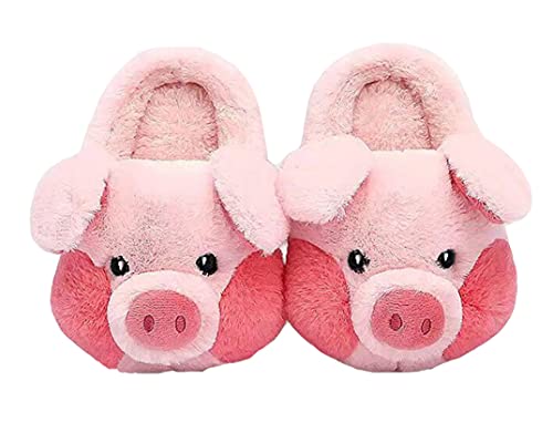 YILANLAN Winter süße Tier Schwein Plüsch Damen Hausschuhe Indoor warme rutschfeste Halbpackung Frühling und Herbst Plateauschuhe (39/40, Pink, numeric_39) von YILANLAN