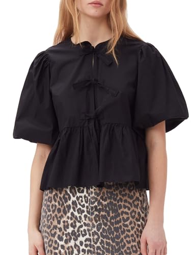 YILEEGOO Damen-Bluse mit Puffärmeln und Schößchen, Y2K, Schnürung vorne, Rüschensaum, lässig, lockere Bluse, elegantes Babydoll-Top, niedliches Oberteil zum Ausgehen, Schwarz , Small YILEEGOO Damen-Bluse mit Puffärmeln und Schößchen, Y2K, Schnürung vorne, Rüschensaum, lässig, lockere Bluse, elegantes Babydoll-Top, niedliches Oberteil zum Ausgehen, Schwarz , Small von YILEEGOO