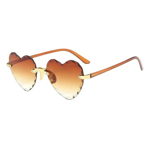 YIMAISZQ sonnenbrille Herz Sonnenbrille Rimless Metallrahmen Sonnenbrille Gradient Lens Liebe Herz Sonnenbrille Frauen Brillenschutz-c02 von YIMAISZQ