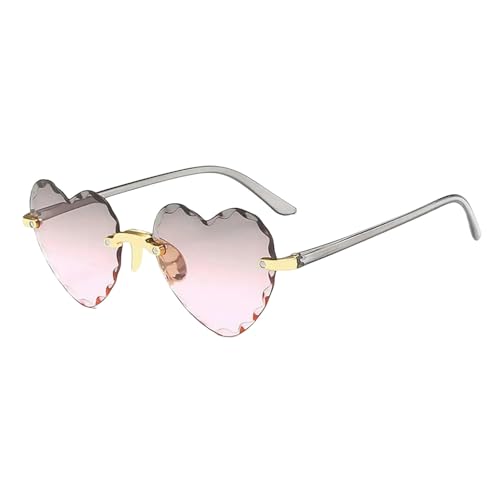 YIMAISZQ sonnenbrille Herz Sonnenbrille Rimless Metallrahmen Sonnenbrille Gradient Lens Liebe Herz Sonnenbrille Frauen Brillenschutz-c03 von YIMAISZQ