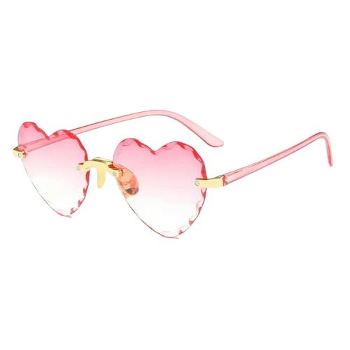 YIMAISZQ sonnenbrille Herz Sonnenbrille Rimless Metallrahmen Sonnenbrille Gradient Lens Liebe Herz Sonnenbrille Frauen Brillenschutz-c04 von YIMAISZQ