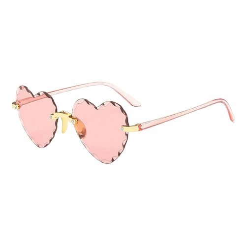 YIMAISZQ sonnenbrille Herz Sonnenbrille Rimless Metallrahmen Sonnenbrille Gradient Lens Liebe Herz Sonnenbrille Frauen Brillenschutz-c05 von YIMAISZQ