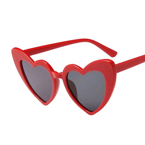 YIMAISZQ sonnenbrille Herz Sonnenbrille Rimless Metallrahmen Sonnenbrille Gradient Lens Liebe Herz Sonnenbrille Frauen Brillenschutz-rot von YIMAISZQ