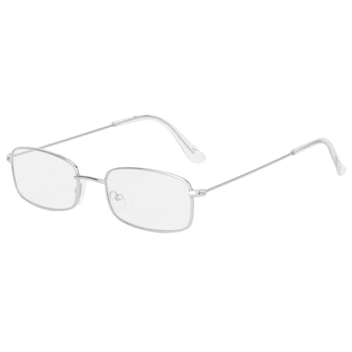 YIMAISZQ sonnenbrille Kleine Ovale Damen Sonnenbrille Schattierungen Candy Farbe Metall Rechteckige Sonnenbrille Brillen-silbertransparent von YIMAISZQ
