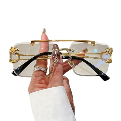 YIMAISZQ sonnenbrille Rimless Sonnenbrille Männer Frauen Quadratische Schatten Eyewear Doppelte Brücke Gradient Sonnenbrille-transparent von YIMAISZQ