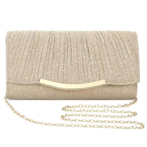 YIMAIZYY Tasche Feste Farbklappe Hochzeit Tasche Frauen Umschlag Lady Bag Hochzeit Party Abschlussball Clutch Bag Messenger Handtasche-Sekt von YIMAIZYY