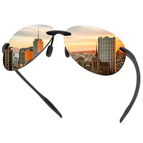 YIMI Randlose polarisierte Sport-Sonnenbrille für Männer Frauen Fahren Radfahren Laufen Angeln Golf UV-Schutz Sonnenbrille Mode Unisex Shades Retro-Brille Anti-Glare Classic Mirror Lens Eyewear von YIMI