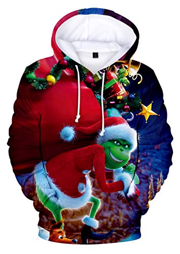 YIMIAO Herren und Damen Weihnachten Christmas Hoodies Lustige kreative 3D Pullover Sweatshirt für Jungen Mädchen(M) von YIMIAO