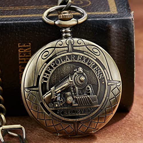 Herren- und Damenaccessoires Bronze Retro Mechanische Taschenuhr Das Design Römische Ziffern Hohles Skelett Mechanische Herren Taschenuhr Kette Hochzeitstag Vatertag Weihnachten Geburtstagsgeschenk von YINGMUZI