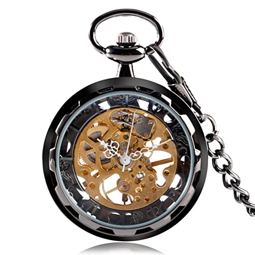 Herren- und Damenaccessoires Uhr Herren Damen Luxus Handaufzug Mechanische Taschenuhr Schwarz Silber Gold Bronze Anhänger mit Chian Fernbedienung Hochzeitstag Vatertag Weihnachten Geburtstagsgeschenk von YINGMUZI