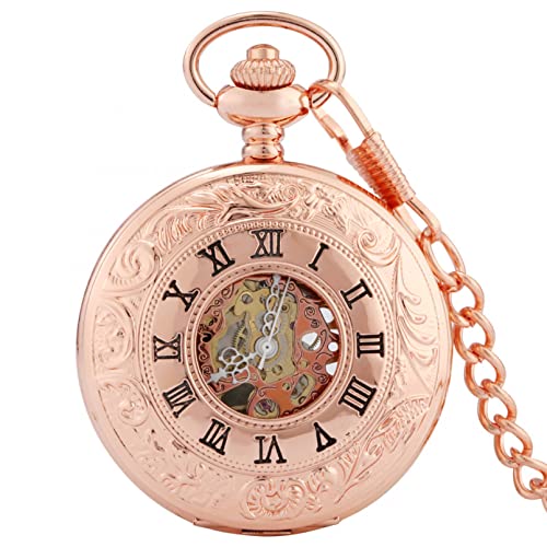 YINGMUZI Antike Handaufzug Taschenuhren Mechanische römische Ziffer Handuhr Roségold Schwarz Silber Bronze Vintage Anhänger Geschenke Hochzeitstag Vatertag Weihnachten Geburtstagsgeschenk von YINGMUZI