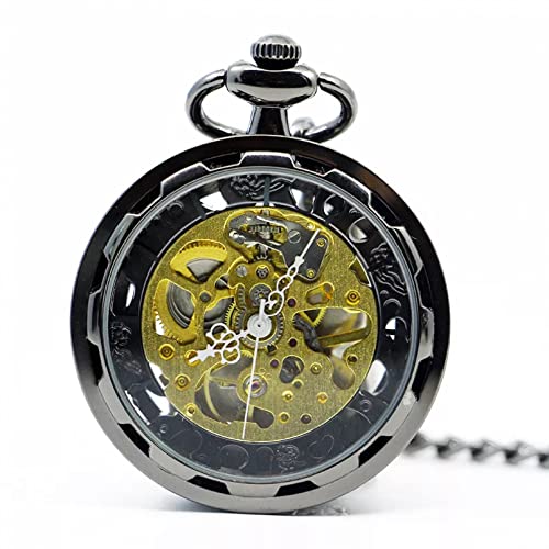 YINGMUZI Antikes Glasgehäuse Mechanischer Handaufzug Skeleton Mechanische Taschenuhr Männer Frauen Uhren Tasche Halskette Kette Geschenk Hochzeitstag Vatertag Weihnachten Geburtstagsgeschenk von YINGMUZI