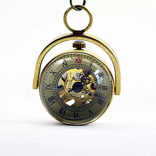 YINGMUZI Einzigartige Vintage römische Skelett Steampunk Halskette Herren automatische mechanische runde Kugel Taschenuhr Geschenke Hochzeitstag Vatertag Weihnachten Geburtstagsgeschenk von YINGMUZI