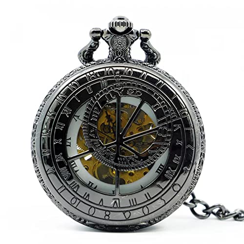 YINGMUZI Herren- und Damenaccessoires Mechanische Handaufzug Taschenuhr mit weißem Zifferblatt Steampunk römische Zahlen Edelstahl-Anhängeruhren Hochzeitstag Vatertag Weihnachten Geburtstagsgeschenk von YINGMUZI