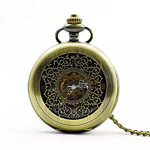 YINGMUZI Klassische Vintage Handaufzug Mechanische Taschenuhr Bronze 30 cm Taschenkette Old Fashion Anhänger Uhr Geschenk für Männer Frauen Hochzeitstag Vatertag Weihnachten Geburtstagsgeschenk von YINGMUZI