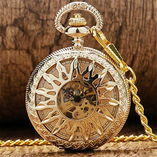 YINGMUZI Sonnenblume Mechanische Taschenuhr Hohle Sonne Armband Handaufzug Römische Ziffern Manuelle Maschinenkette Hängende Taschenuhr Hochzeitstag Vatertag Weihnachten Geburtstagsgeschenk von YINGMUZI