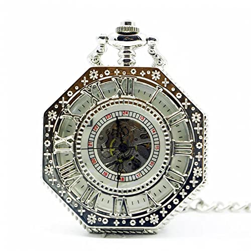 YINGMUZI Top Octagon Mechanische Taschenuhren Römische Zahlen Handaufzug Hohl Anhänger Uhr Männer Frauen Anhänger Kette Geschenk Hochzeitstag Vatertag Weihnachten Geburtstagsgeschenk von YINGMUZI