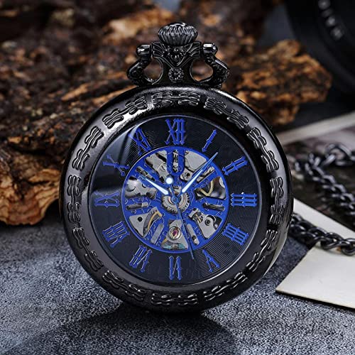 YINGMUZI Vintage Mechanische Taschenuhren Römische Ziffern Handaufzug Luxus Skeleton Steampunk Fob Uhr mit Kette Männer Frauen Collectio Hochzeitstag Vatertag Weihnachten Geburtstagsgeschenk von YINGMUZI