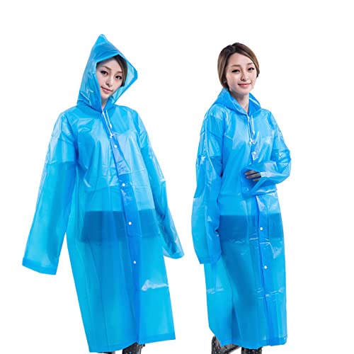 Regenponcho, Wiederverwendbar Regenmantel für Damen Herren, Regencape mit Kapuze und Ärmel, Regenbekleidung Regencape Regenjacke Wasserdicht für Wandern Radfahren Camping und Reisen - Blau von YIPUETERNITY