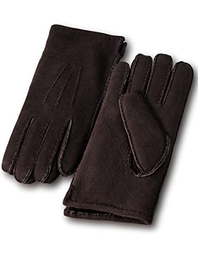 YISEVEN Herren Lammfell Leder Winterhandschuhe aus Shearling Männer Dickes Fellgefüttert Winter Autofahrer LederHandschuhe Curly Schurwolle Fingerhandschuhe Herrenhandschuh Geschenke, Dunkel braun M von YISEVEN