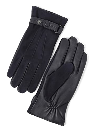 YISEVEN Herren Touchscreen Schaffell Wildleder Handschuhe mit Warm Wildlederhandschuhe Gefüttert Elegant Lederhandschuhe Leder Männer Autofahrer Winterhandschuhe Geschenk Vatertag, Blau Klein/8.5" von YISEVEN