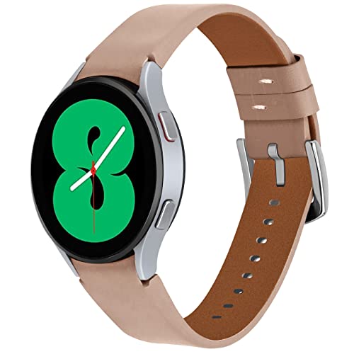 YISIWEAR Cuir Bracelet Compatiblefür Samsung Galaxy Watch 6/5/4 Armband Rosa No Gap Libération Rapide Remplacement Cuir véritable Bracelet Band 40mm 44mm/Watch 4 Classic 42mm 46mm von YISIWERA