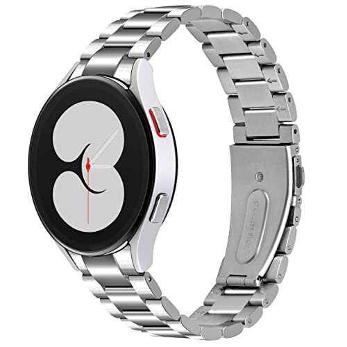 YISIWERA Keine Lücke gebogene Enden Edelstahl Uhrenarmband Kompatibel für Samsung Galaxy Watch 6/5/4 Armband Classic 40mm 44mm 42mm 46mm Solid Quick Release Metall Ersatz Armband für Männer und Frauen von YISIWERA