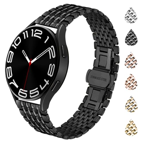 YISIWERA Kompatibel mit Samsung Galaxy Watch 6/5/4 40mm 44mm/Watch 5 Pro 45mm/Watch 6/4 Classic 43mm 47mm 42mm 46mm Metall Mesh Armbänder für Männer Damen Schwarze von YISIWERA