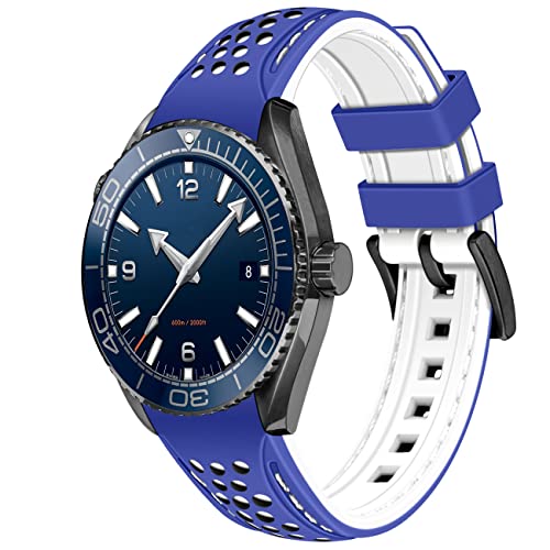 YISIWERA Langlebig Rally Racing Zwei Töne Gebogene Enden Kautschuk Silikon Uhrenarmbänder 20mm 22mm Universal Stitch Uhrenarmband für Männer Frauen Edelstahl Schnalle von YISIWERA