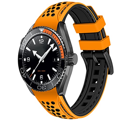 YISIWERA Langlebig Rally Racing Zwei Töne Gebogene Enden Kautschuk Silikon Uhrenarmbänder 20mm 22mm Universal Stitch Uhrenarmband für Männer Frauen Edelstahl Schnalle von YISIWERA