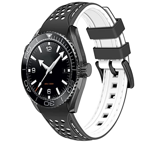 YISIWERA Langlebig Rally Racing Zwei Töne Gebogene Enden Kautschuk Silikon Uhrenarmbänder 20mm 22mm Universal Stitch Uhrenarmband für Männer Frauen Edelstahl Schnalle von YISIWERA