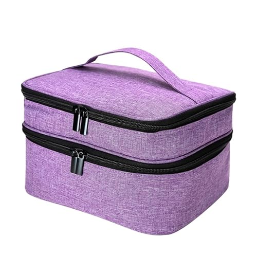 Nagellack-Organizer-Tasche für NailTech, doppellagige Tragetasche mit Griff, hält 30 Flaschen Nagellack, violett, Violett von YIZITU