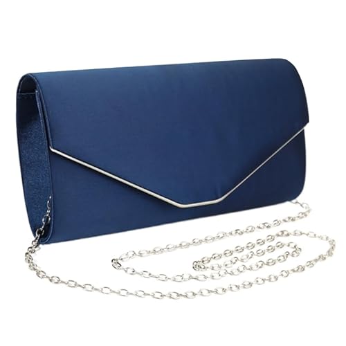 YIZITU Abendtasche für Damen, elegant, Party, Bankett, Hochzeit, Clutch, Handtasche, Schultertasche mit Kette, dunkelblau von YIZITU