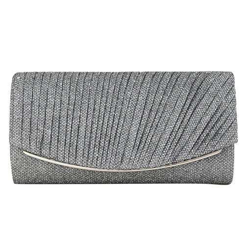 YIZITU Damen-Geldbörse, Hochzeit, Clutch, Handtasche für Damen, Mädchen, Schultertasche, Umhängetasche, mit Kette, modische Umschlagtasche, Abendtasche, grau von YIZITU