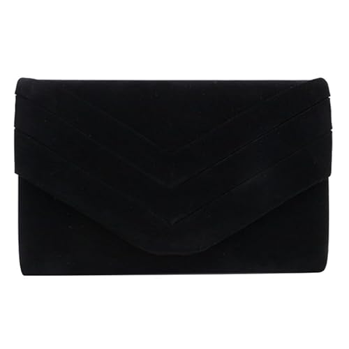 YIZITU Damen-Geldbörse, Klappe, Umschlagtasche, Clutch, Hochzeit, Handtasche, Damen, Mädchen, Umhängetasche, Umhängetasche mit abnehmbarer Kette, Schwarz von YIZITU