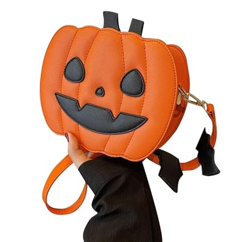 YIZITU Halloween-Kürbis-Tasche, modische Umhängetasche, große Kapazität, vielseitige Handy-Tasche für Teenager, Mädchen, Reisetaschen, Orange Happy von YIZITU