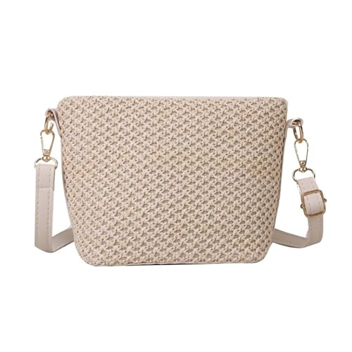 YIZITU Kleine Beuteltasche, Strohgewebe, modisch, gewebte Tasche, lässige Umhängetasche, Reisetasche, Schultertasche für Damen und Mädchen, beige von YIZITU