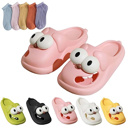 Love Pups Slides Zunge küssende Hausschuhe für Frauen, große Augen-Hundehausschuhe, sommerliche, weiche, dicke Sohle (Pink, Erwachsene, Damen, 36, Numerisch (von/bis), EU Schuhgrößensystem, 37, M) von YImoomus