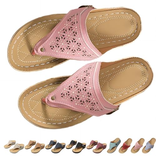 YImoomus Atmungsaktive Mesh-Sportsandalen mit rutschfester Sohle, Damen-Flip-Flops mit Keilabsatz und dicker Sohle (Pink, Erwachsene, Damen, 36, Numerisch, EU Schuhgrößensystem, M) von YImoomus