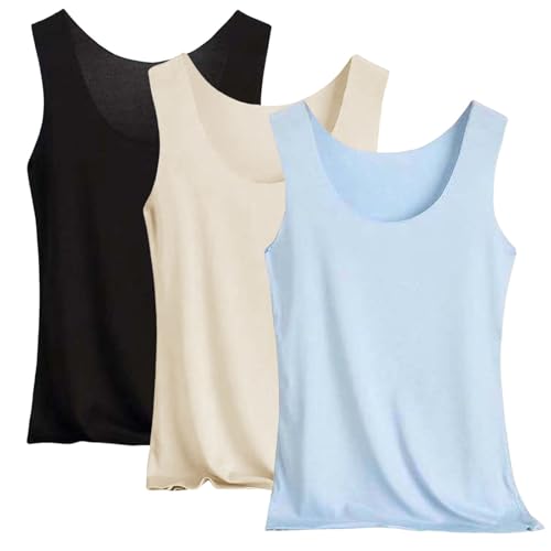3er Pack Damen Tank Top, Leicht Und Atmungsaktive Tanktops, Ärmellose U-Ausschnitt Oberteile, Slim Fit Basic Unterhemden, Einfarbig Sommer Vest, Bustier Für Fitness Outdoor 3er Pack Damen Tank Top, Leicht Und Atmungsaktive Tanktops, Ärmellose U-Ausschnitt Oberteile, Slim Fit Basic Unterhemden, Einfarbig Sommer Vest, Bustier Für Fitness Outdoor von YIzdegg