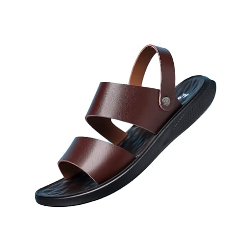 YIzdegg Herren Sandalen Flach Schwarz Flip Flops Damen Leder OrthopäDische Hausschuhe Offene Zehe Sandaletten Barfuß Halbschuhe Rutschfester RöMische Sandalen Herren Bequeme Sandalen Riemensandalen von YIzdegg