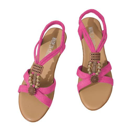 YIzdegg Rote Sandaletten, Offene Zehe Sandaletten Sommer Sandalen Damen Flip Flops Damen 40 Women'S Sandals & Slides Flache Sandalen Damen Strandsandalen Freizeitsandalen Damen Sommerschuhe Sandalen von YIzdegg