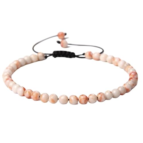 4 mm Armbänder aus natürlichem rotem Netzwerkstein, handgefertigtes geflochtenes Chakra-Yoga-Kristall-Armband mit verstellbaren Glücksperlen-Armreifen für Frauen, Männer, Paare, Schmuckgeschenk von YJHQSS